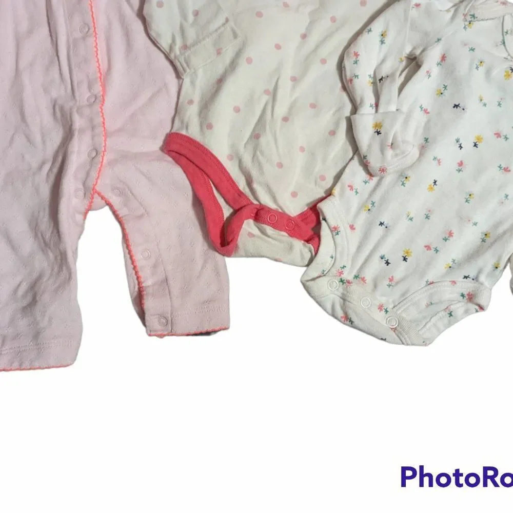 Baby Girl Floral Pink Bodysuit Set, Newborn